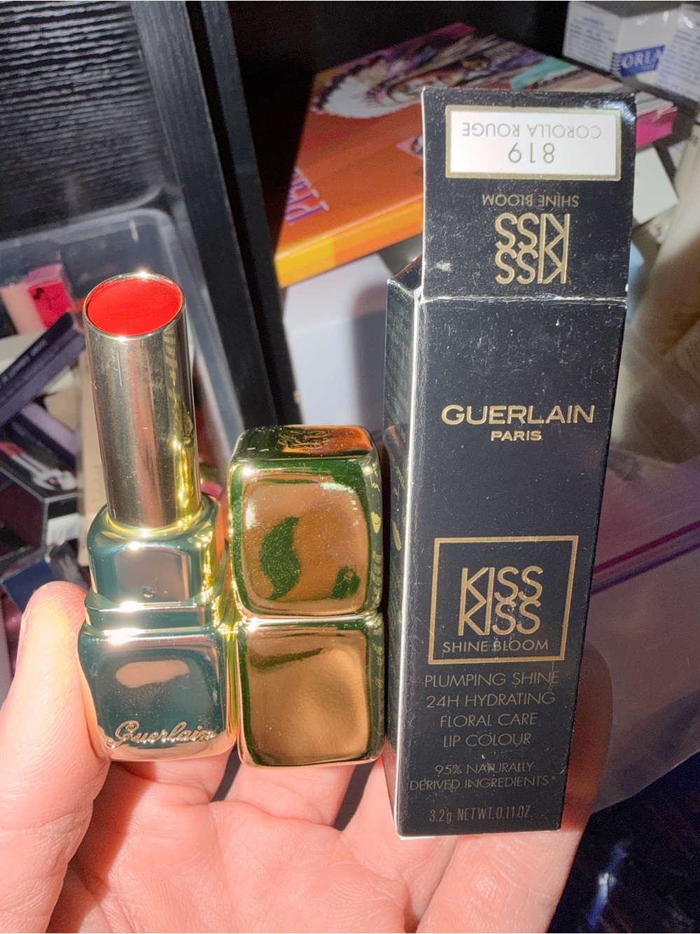 GUERLAIN KissKiss Shine Bloom Lipstick - Coral Red 819 Corolial Rouge